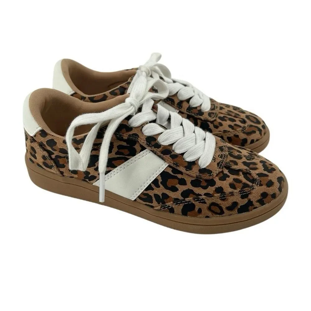 Art Class Girls Leopard Print Faux Leather Lace Up Sneakers Size 1